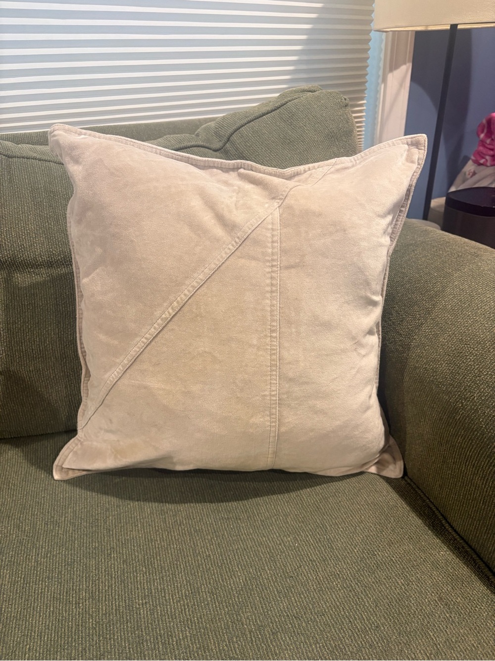 West Elm Cream Decorative Accent Pillow with Subtle Stitch Detail